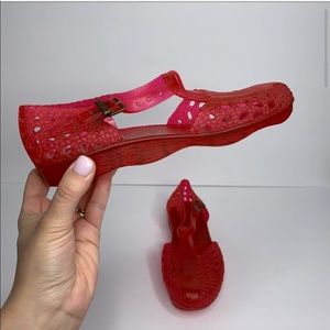 Vintage 70’s Famolare Red Plastic Jelly Sandals